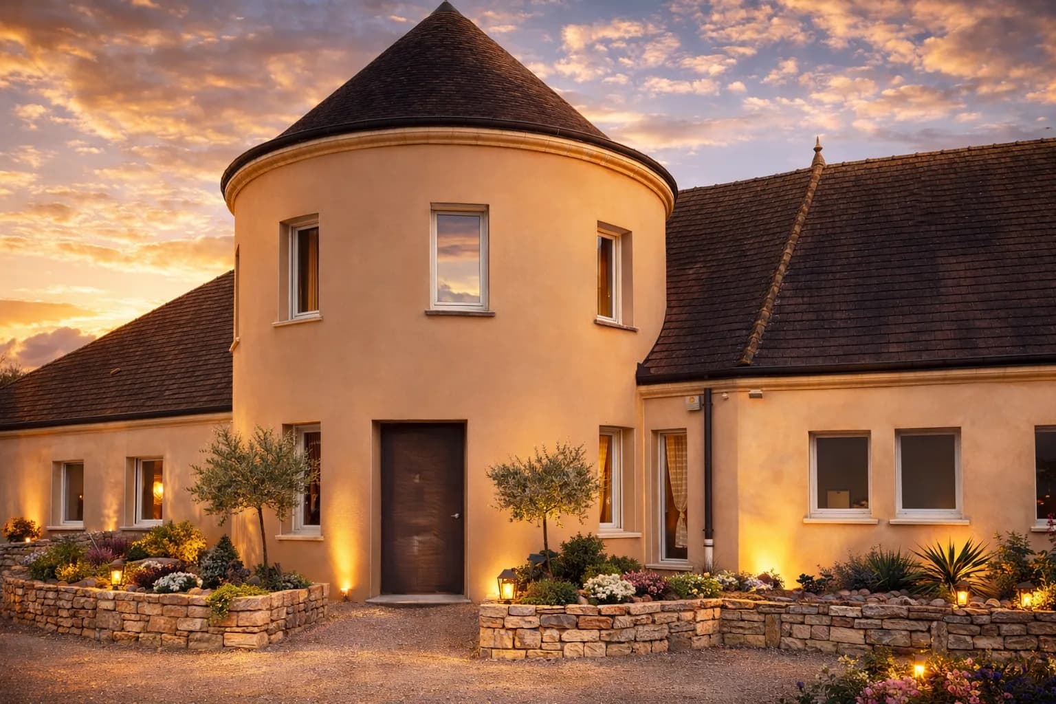 Maison en lumière dorée