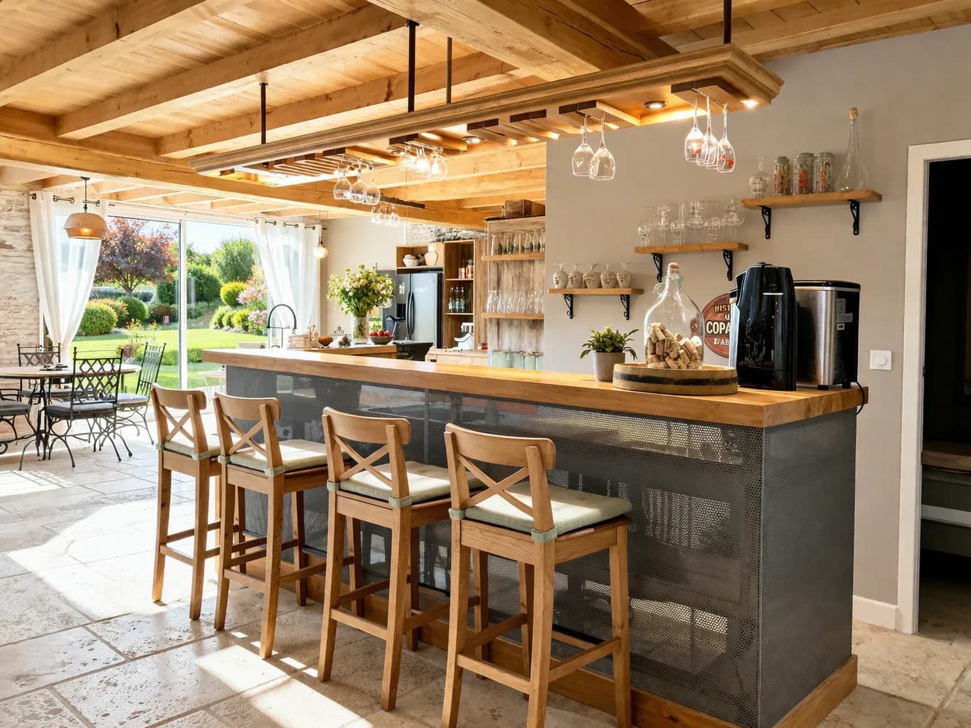 Bar et cuisine lumineuse