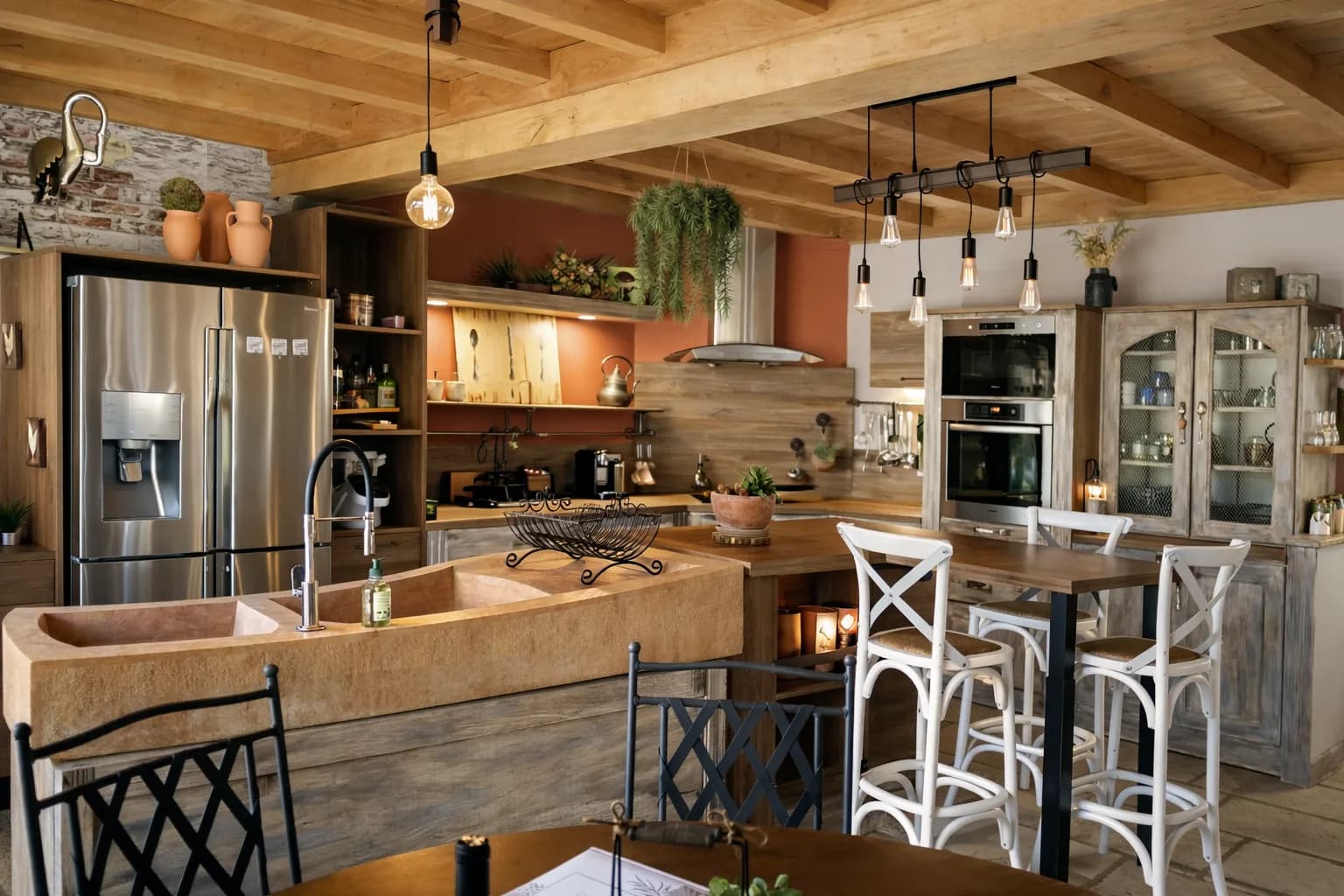 Cuisine rustique avec plantes